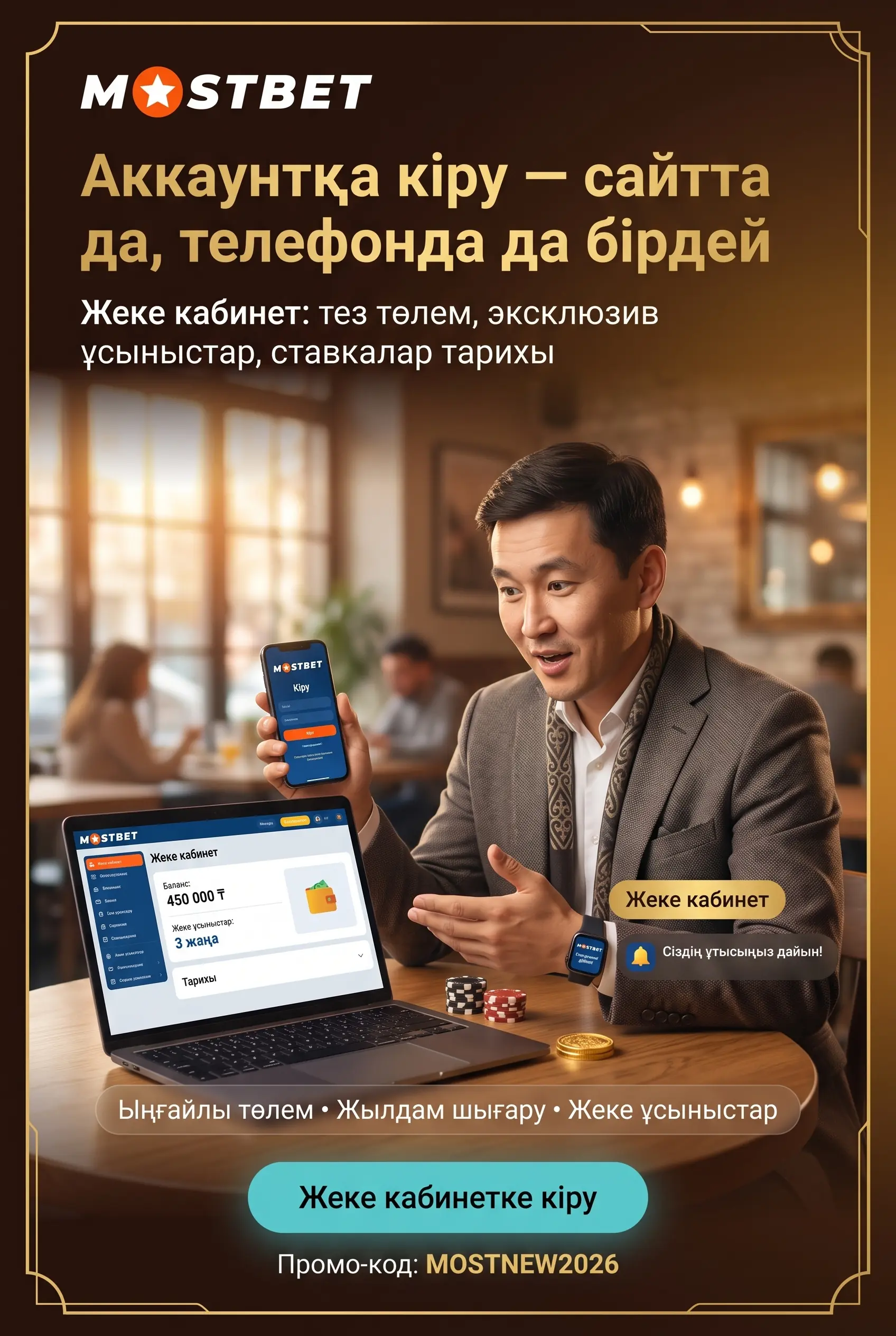 Преимущества единого аккаунта Мостбет Казахстан